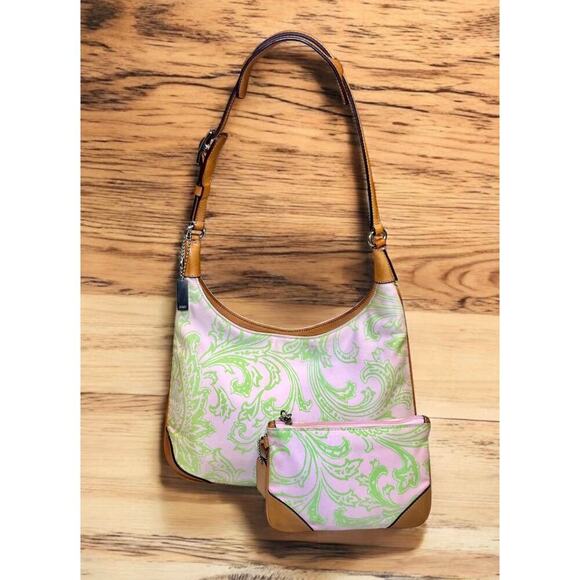 Vintage Coach 8913 Girlie Floral Twill Hobo & Matching Wristlet - Picture 1 of 15